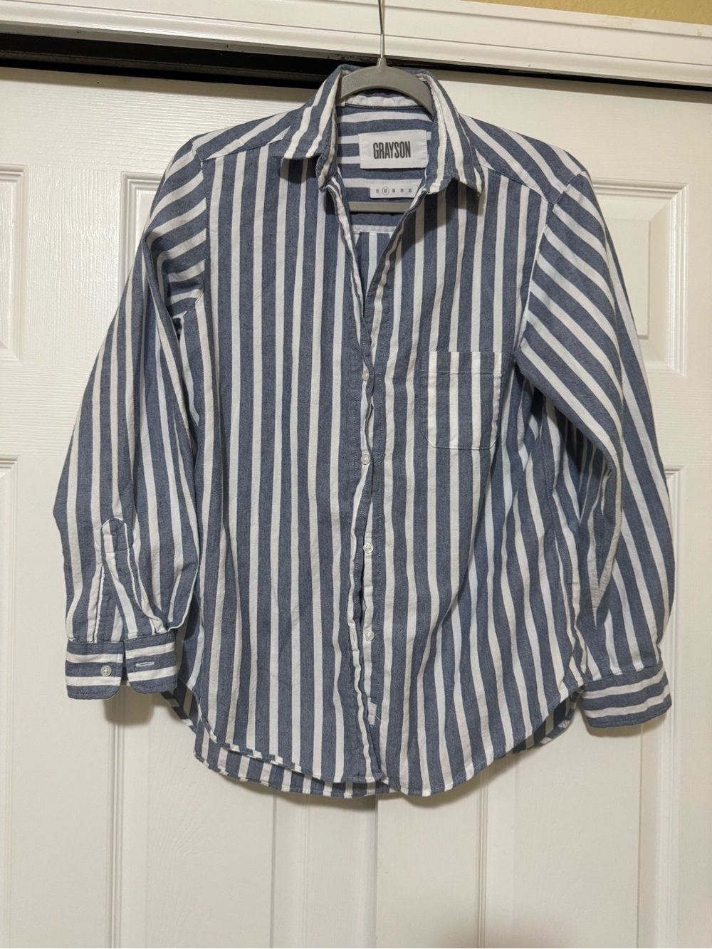 Grayson women’s Blue and White Striped Button-Up Shirt